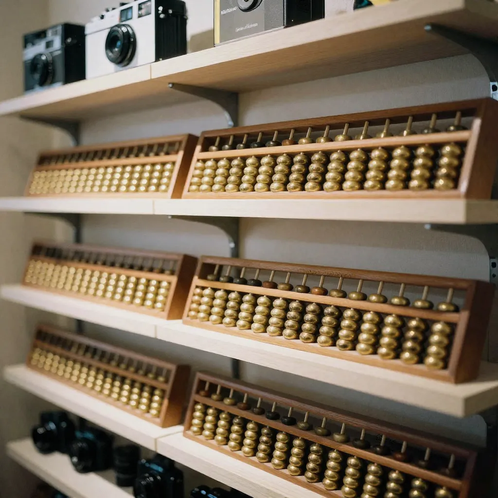 Vintage regnestok i træ