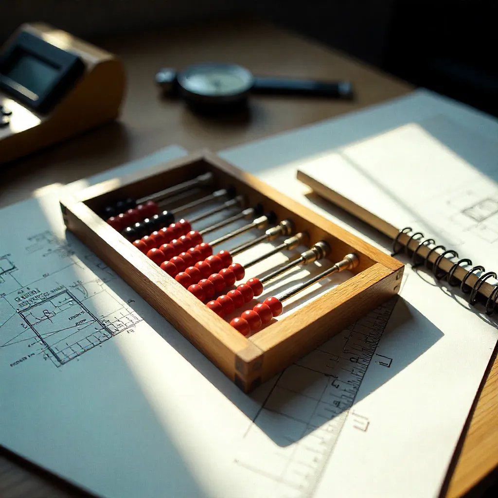 Vintage beregningsværktøjer i udstilling